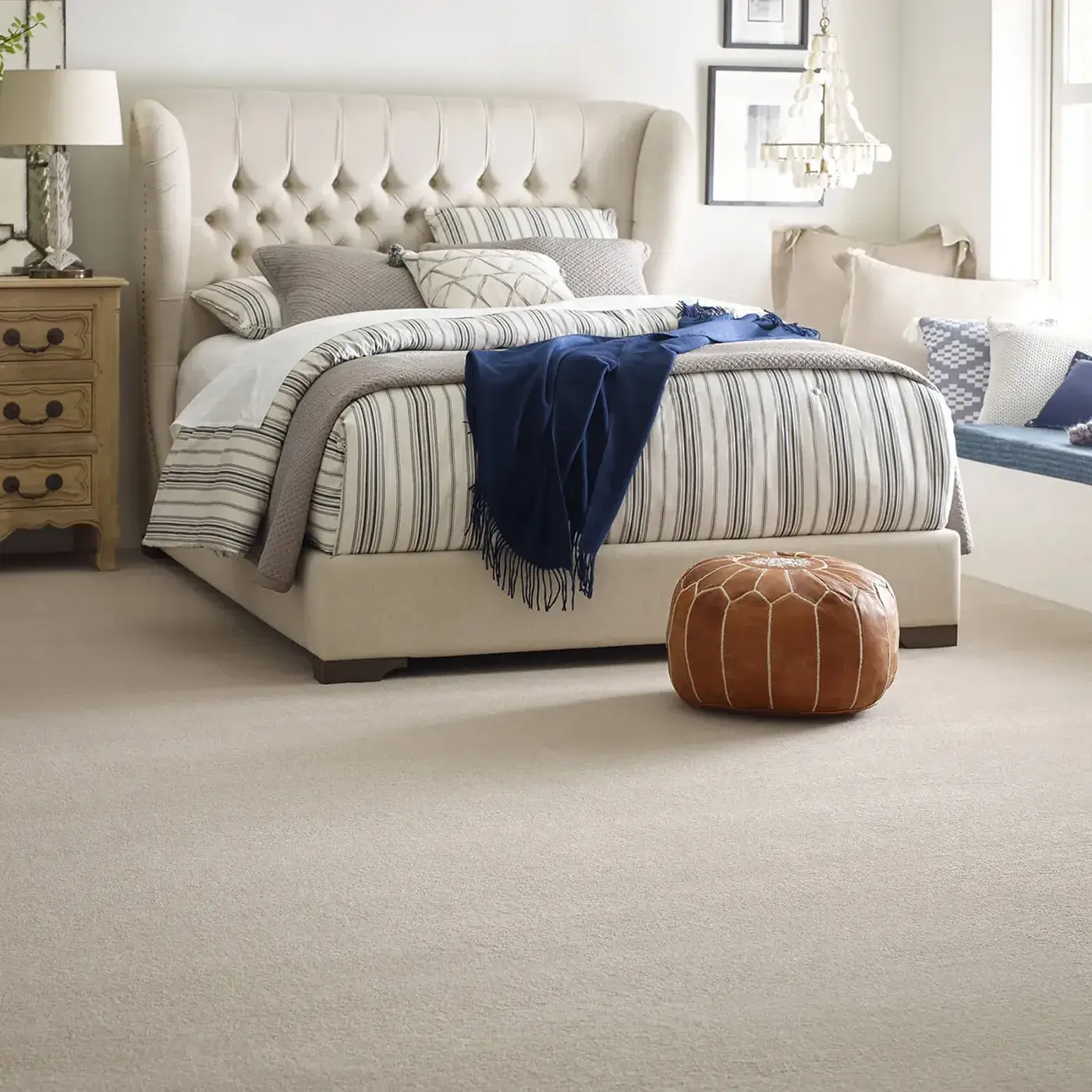 SECOND-GLANCE-ZZ058-MEDITATION-00712-H Cream colored Shaw Floors carpet in a contemporary bedroom | All Floors Design Centre