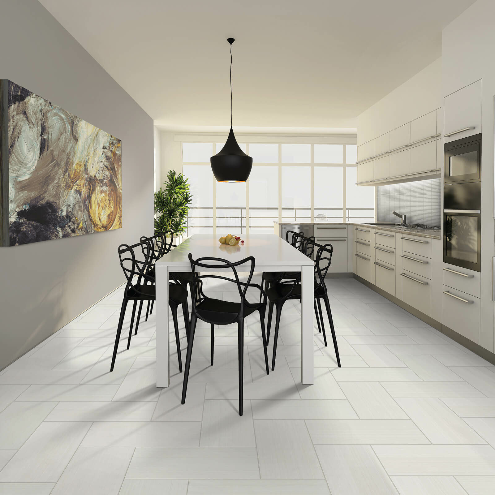 white tile in kitchen | All Floors Design Centre